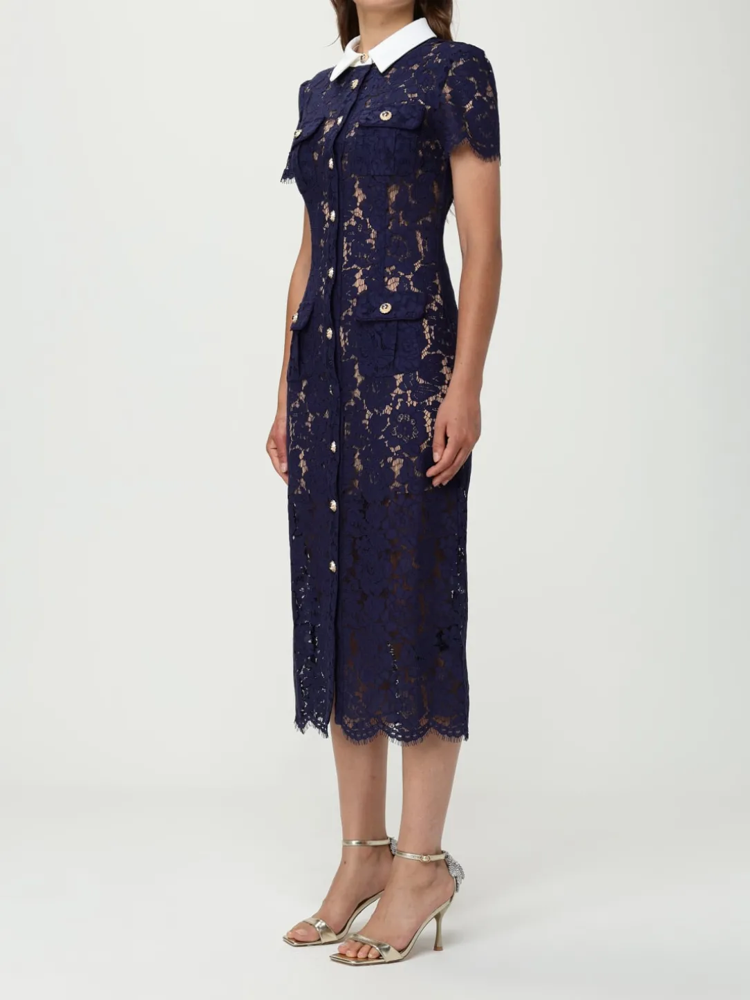 Abito midi Self-Portrait in pizzo