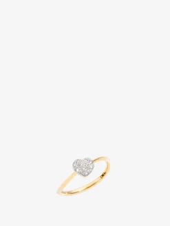 Anello mini icon cuore in og e diamanti