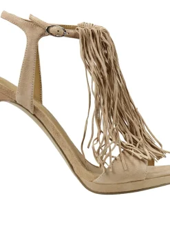 ARIES SANDALO TACCO 9+1 PELLE CON FRANGE