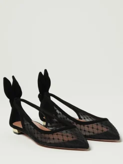 Ballerina Aquazzura in mesh a rete e camoscio