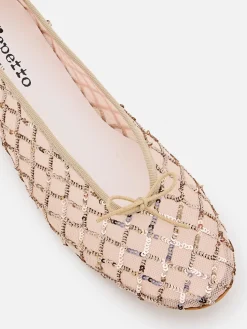 Ballerina Lilouh Repetto in nylon a rete con paillettes ricamate