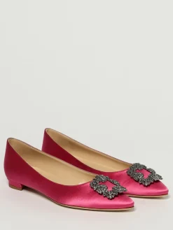 Ballerina Manolo Blahnik in raso con fibbia gioiello