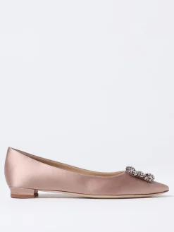 Ballerina Manolo Blahnik in raso con fibbia gioiello