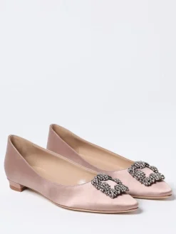 Ballerina Manolo Blahnik in raso con fibbia gioiello