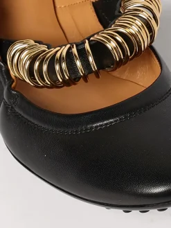 Ballerina Tod's in pelle con anelli metallici