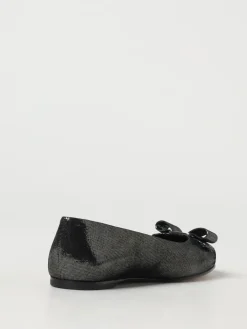 Ballerina Vara Ferragamo in camoscio laminato