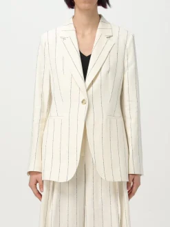 Blazer a monopetto gessato Boss in lino