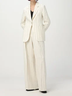 Blazer a monopetto gessato Boss in lino