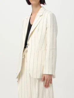 Blazer a monopetto gessato Boss in lino