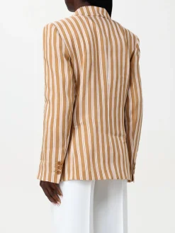 Blazer doppiopetto Alberta Ferretti in misto lino a righe