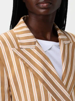 Blazer doppiopetto Alberta Ferretti in misto lino a righe