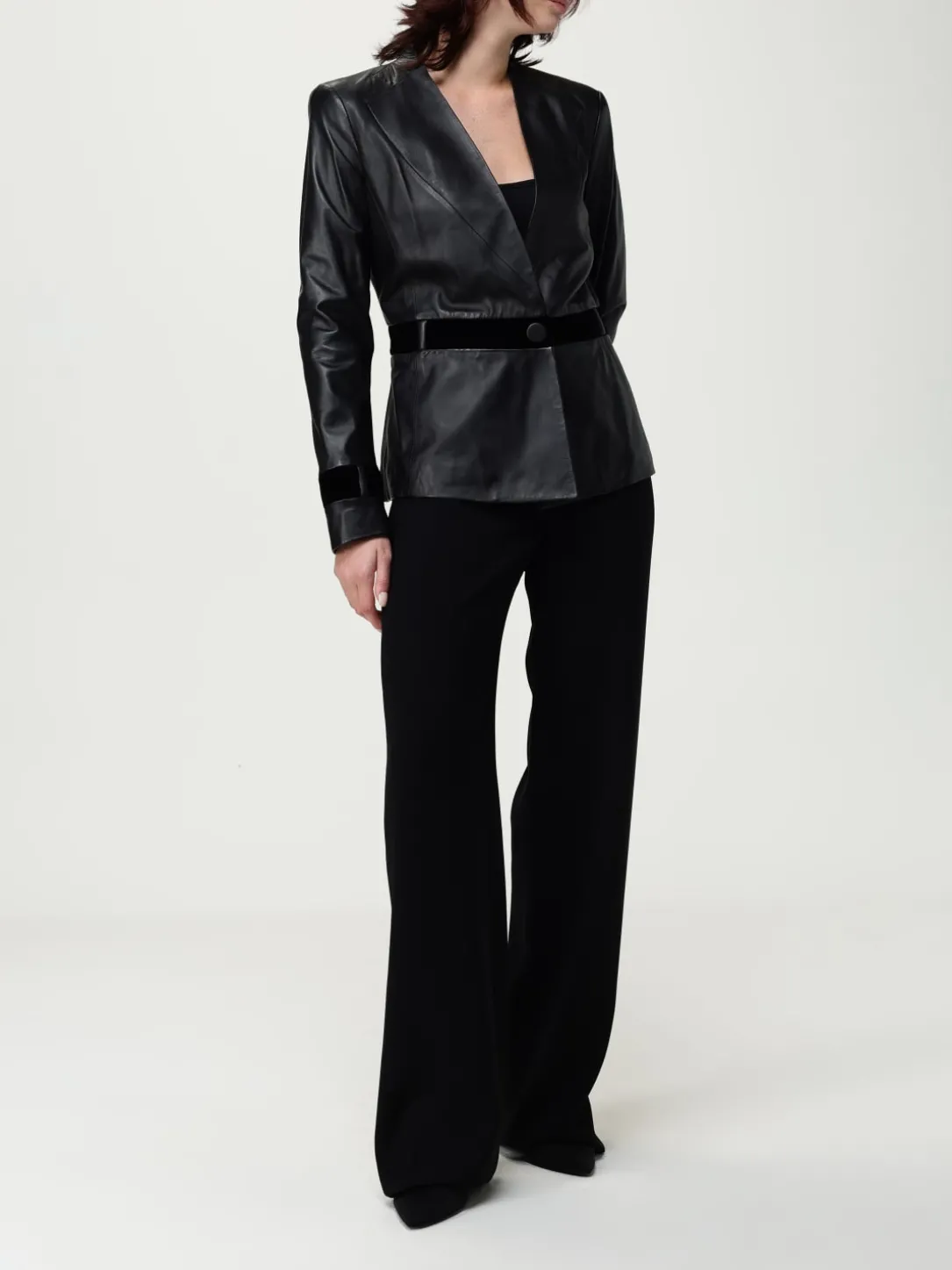 Blazer monopetto Emporio Armani in pelle