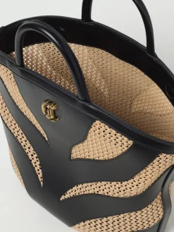 Borsa a mano in pelle e rafia Just Cavalli