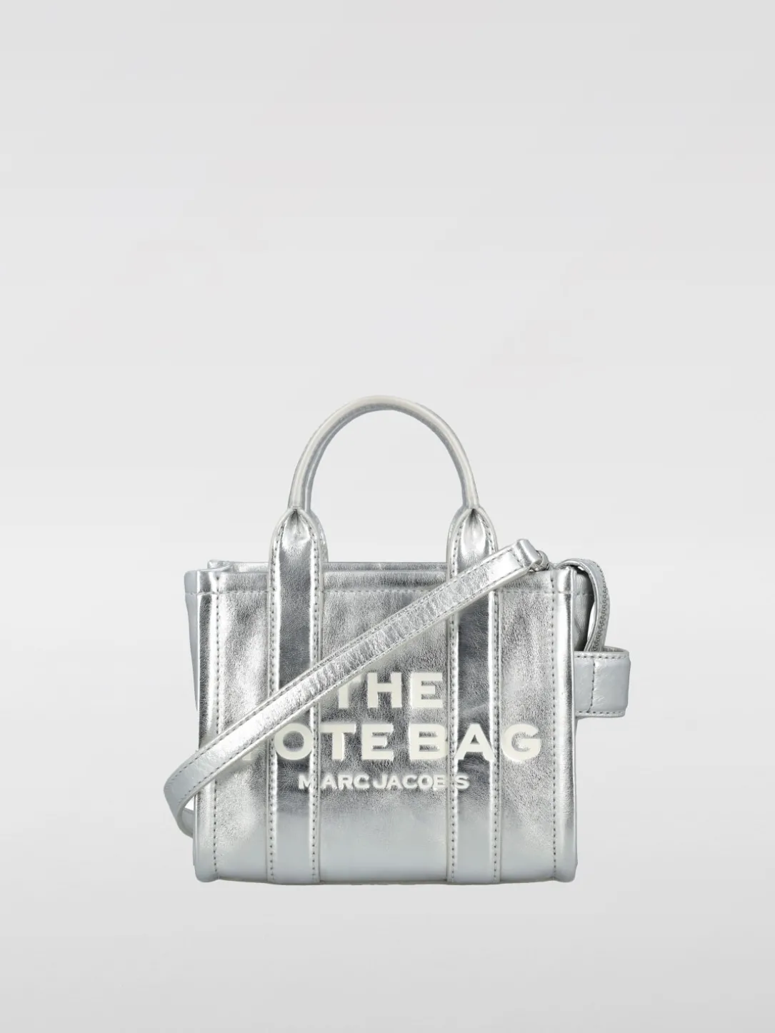 Borsa a mano in pelle metallizzata Marc Jacobs