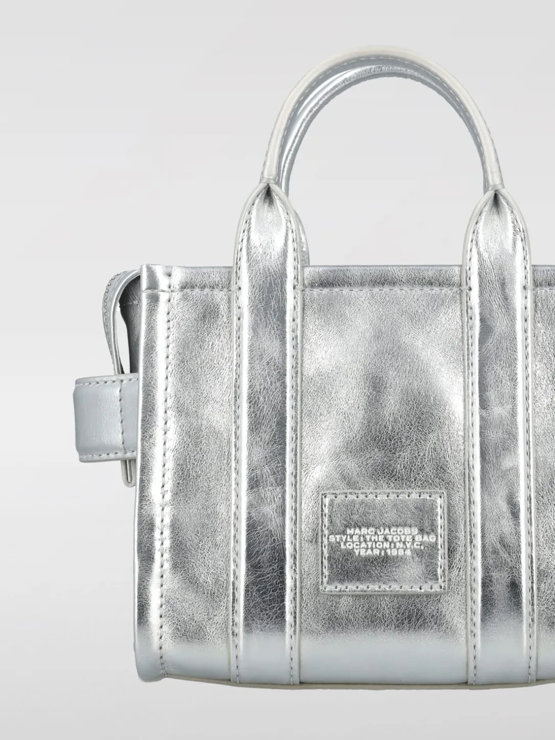 Borsa a mano in pelle metallizzata Marc Jacobs