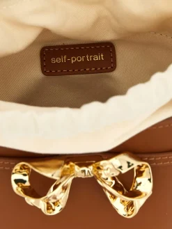 Borsa a secchiello in pelle con fiocco Self-Portrait