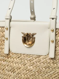 Borsa a secchiello in rafia Pinko