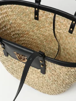 Borsa a secchiello in rafia Pinko