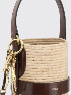 Borsa a secchiello Kerala 25 piccola in rafia e pelle ChloÉ