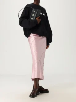 Borsa a spalla in pelle di vitello con logo Marni