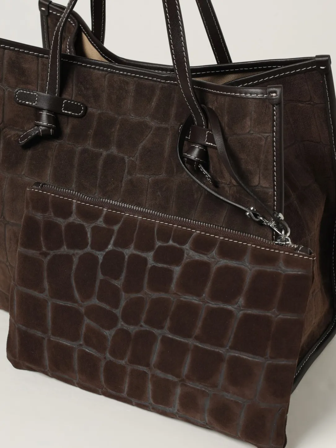 Borsa a spalla Marcella Gianni Chiarini in pelle scamosciata cocco