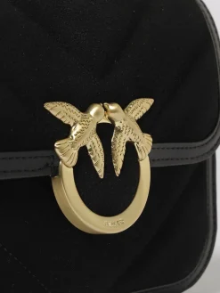 Borsa a spalla Mini Love Bag Box in pelle scamosciata Pinko