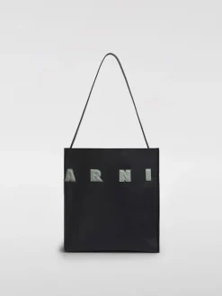 Borsa a spalla Museo in pelle con logo Marni