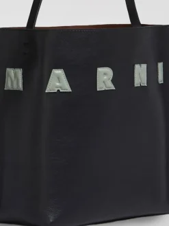 Borsa a spalla Museo in pelle con logo Marni