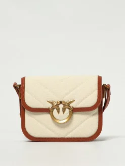 Borsa a spalla piccola Love Bag in canvas e pelle Pinko