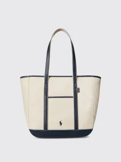 Borsa a spalla tote in cotone e pelle Polo Ralph Lauren