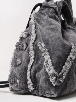 Borsa a spalla Vic Matiè trasformabile in canvas con logo sfrangiato