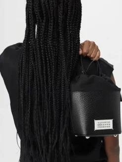 Borsa 5AC Bucket Maison Margiela in pelle a grana e canvas