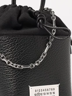 Borsa 5AC Bucket Maison Margiela in pelle a grana e canvas