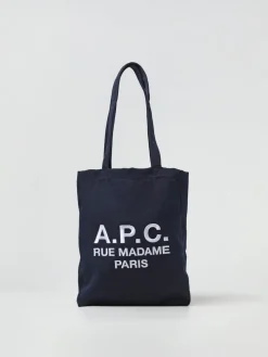 Borsa A.P.C. in canvas con logo ricamato