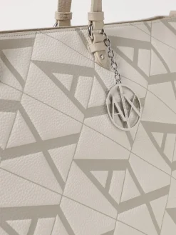 Borsa Armani Exchange in pelle sintetica a grana con monogram all over