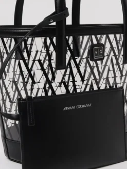 Borsa Armani Exchange in pvc e pelle sintetica con logo all over