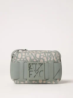 Borsa Armani Exchange in cotone spalmato con logo all over