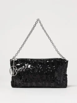 Borsa Armani Exchange in tessuto con paillettes ricamate