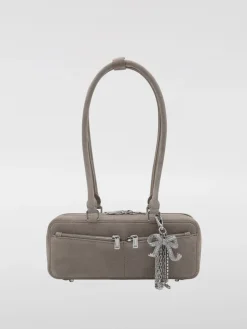 Borsa baguette Self-Portrait in pelle scamosciata