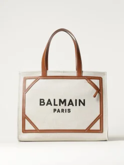 Borsa B-Army Balmain in canvas e pelle con logo ricamato