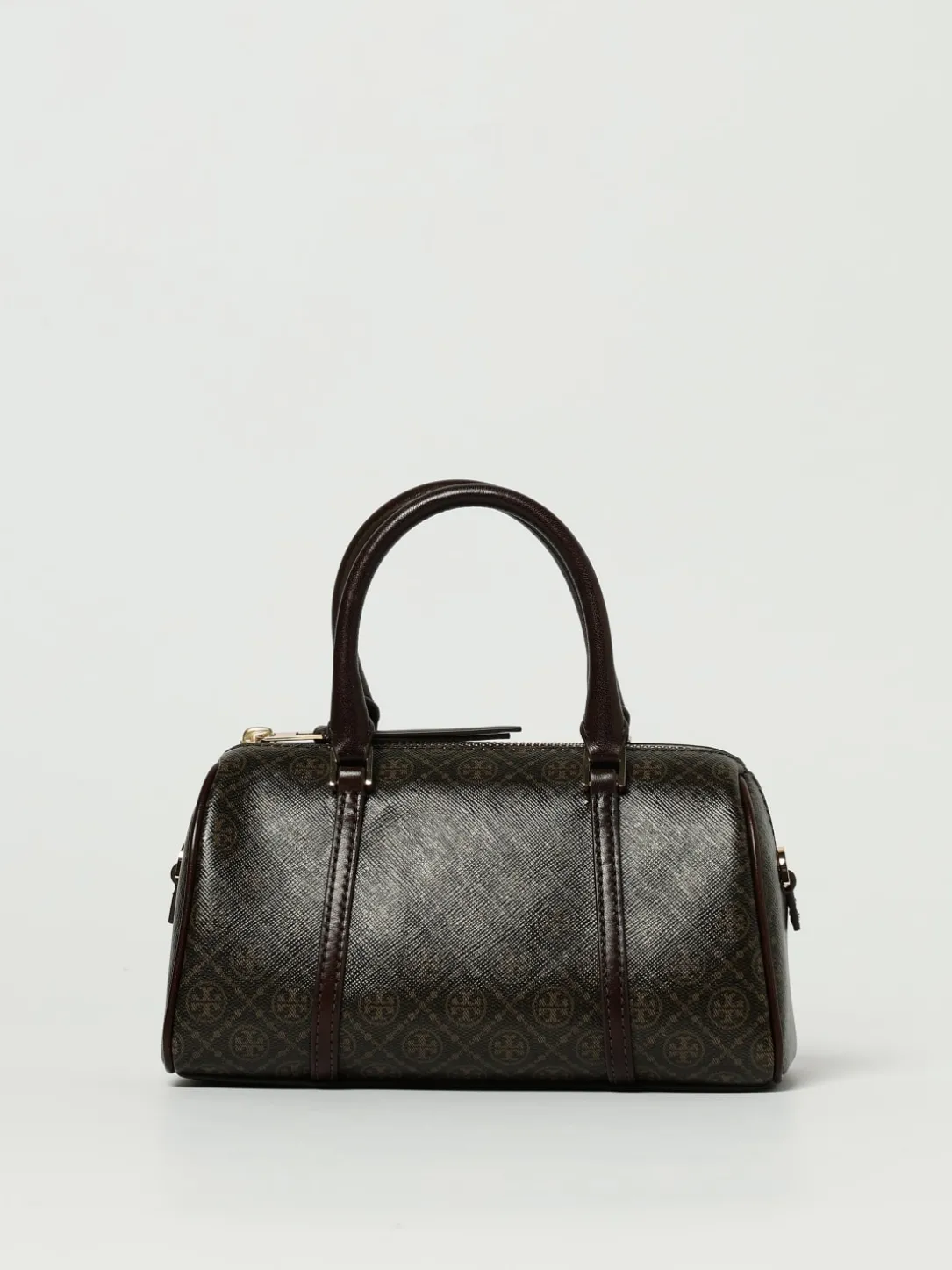 Borsa Barrel Bag Monogram Petite Tory Burch in cotone spalmato