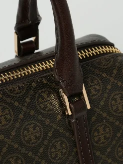 Borsa Barrel Bag Monogram Petite Tory Burch in cotone spalmato