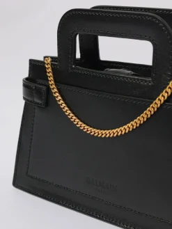 Borsa B-Buzz Balmain in pelle e canvas jacquard