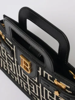 Borsa B-Buzz Balmain in pelle e canvas jacquard