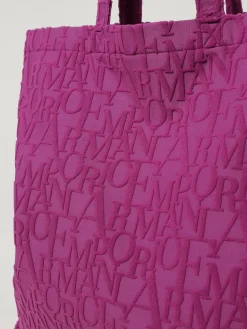 Borsa Beachwear Emporio Armani in cotone con logo jacquard