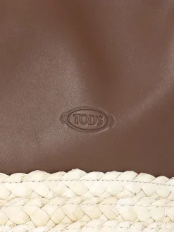 Borsa Bux Tod's in pelle e rafia intrecciata