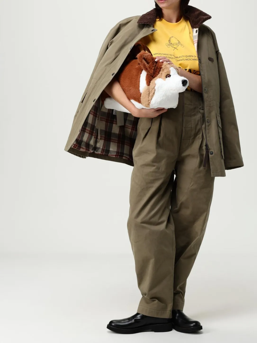 Borsa Corgi Moschino Couture in pelliccia sintetica