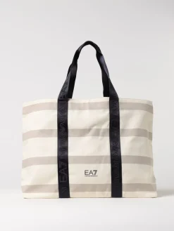Borsa EA7 Swinwear in canvas di cotone a righe