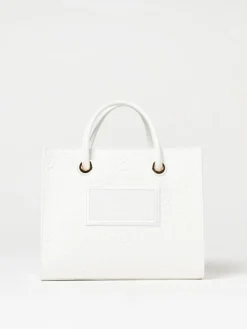 Borsa Elisabetta Franchi in rafia con logo jacquard