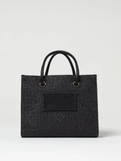 Borsa Elisabetta Franchi in rafia con logo jacquard